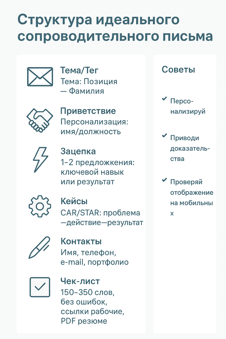 Структура идеального сопроводительного письма